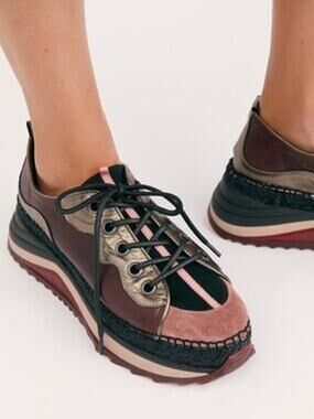 FREE PEOPLE Aura Espadrille Sneaker Shoes Size 41 10 Platform Multi Leather